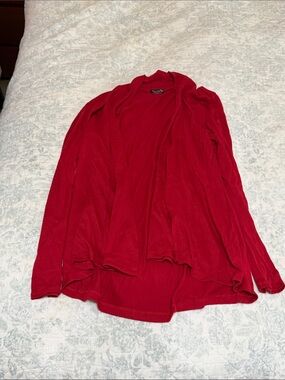 Ladies Open-Front Red Cardigan Sweater